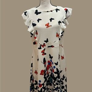 Chic Butterfly Print Midi Dress